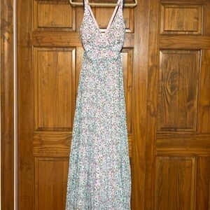 Laundry By Shelli Segal Pastel Floral V-Neck Maxi Dress